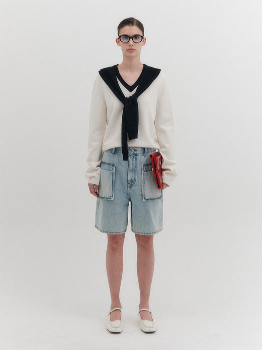 Eenk Pocket Denim Shorts - Denim Light Blue