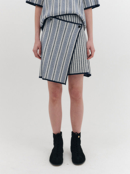 Eenk Jacquard Knitwear Wrap Skirt - Blue
