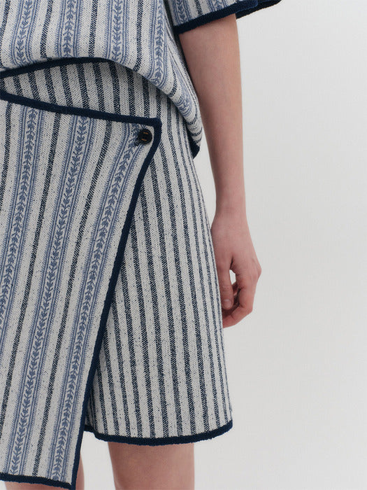 Eenk Jacquard Knitwear Wrap Skirt - Blue