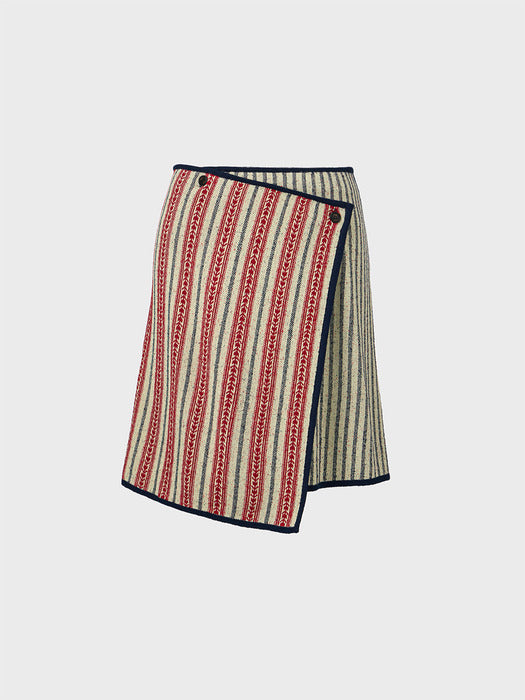 Eenk Jacquard Knitwear Wrap Skirt - Red