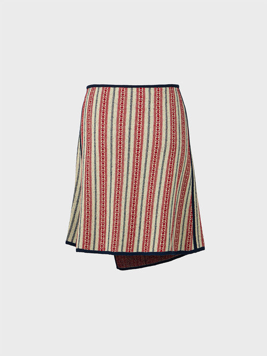 Eenk Jacquard Knitwear Wrap Skirt - Red