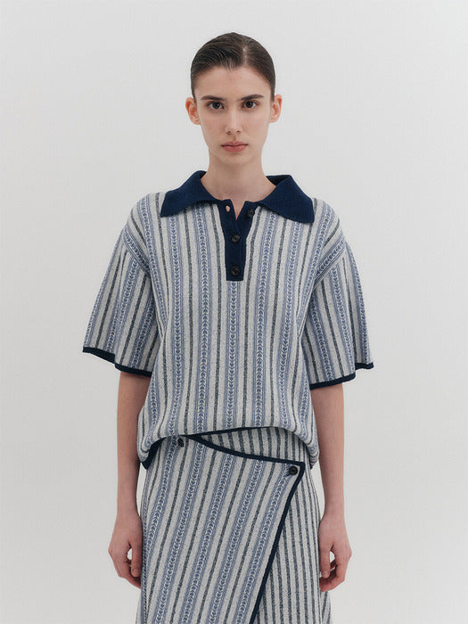 Eenk Jacquard Knitwear Top - Blue