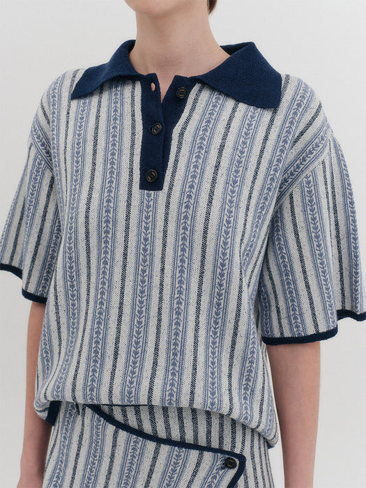 Eenk Jacquard Knitwear Top - Blue