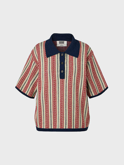 Eenk Jacquard Knitwear Top - Red