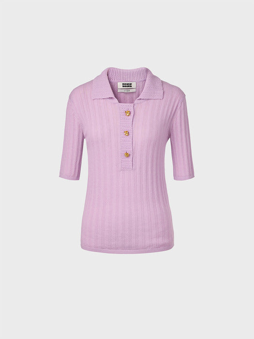 Eenk Rose Button Knitwear Top - Lavender