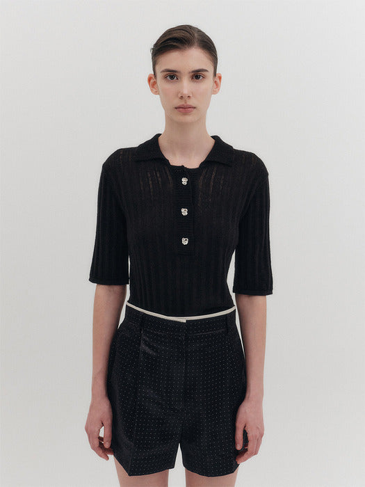 Eenk Rose Button Knitwear Top - Lavender