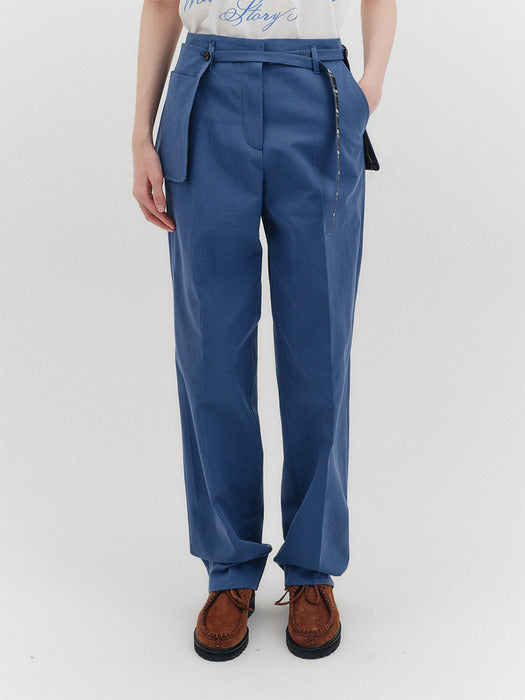 Eenk Belted Straight Pants - Blue