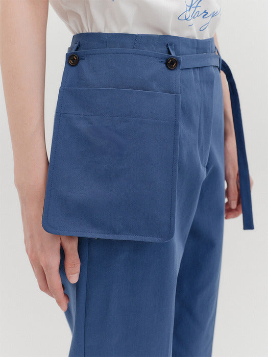 Eenk Belted Straight Pants - Blue