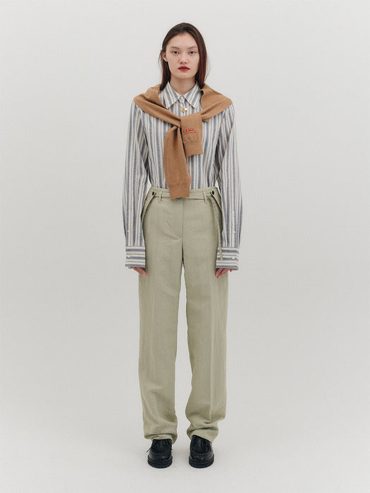 Eenk Belted Straight Pants - Mint
