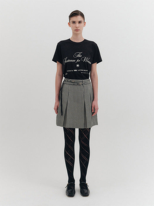 [EENK] Pleated Mini Skirt - Black/Ivory