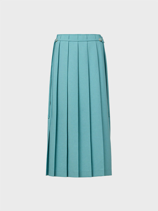 Eenk Long Pleated Skirt - Light Blue