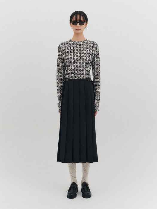 Eenk Argyle Long Sleeve T-shirt - Black/White