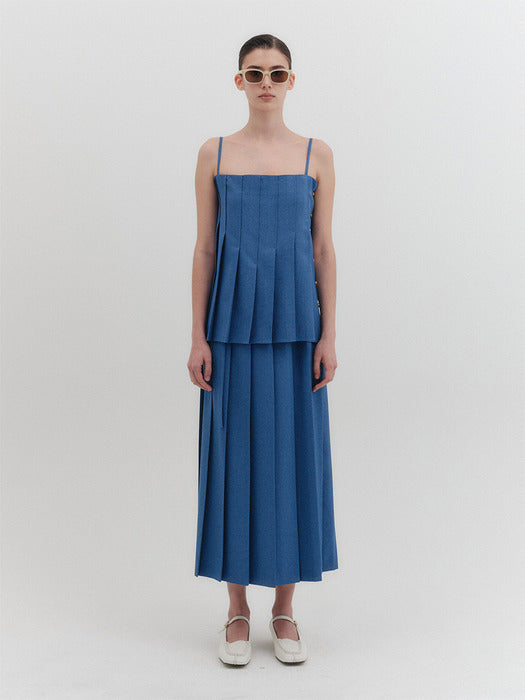 Eenk Pleated Sleeveless Top - Blue