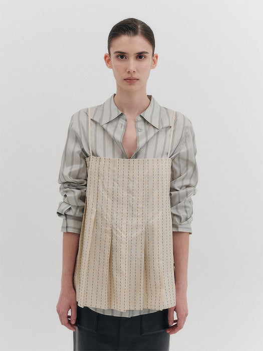 Eenk Pleats Sleeveless Top - Cream
