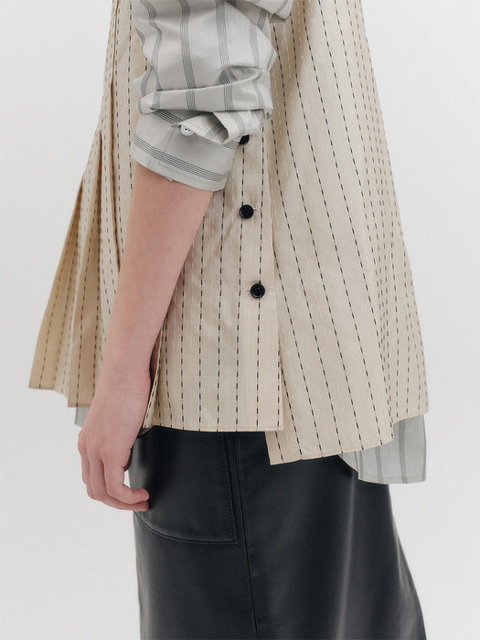 Eenk Pleats Sleeveless Top - Cream