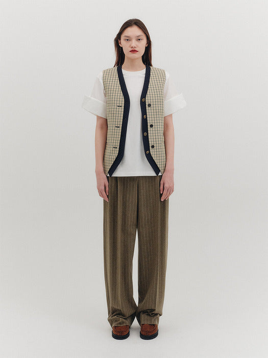 Eenk Color Block Button Vest - Beige