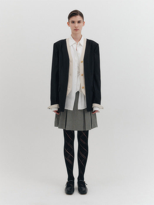 Eenk V-neck Single Button Jacket - Black