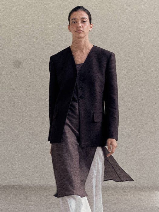 [loeuvre] Wool Silk V-neck Slim Jacket SW5AJ318-94