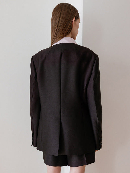 Loeuvre Wool Silk V-neck Slim Jacket