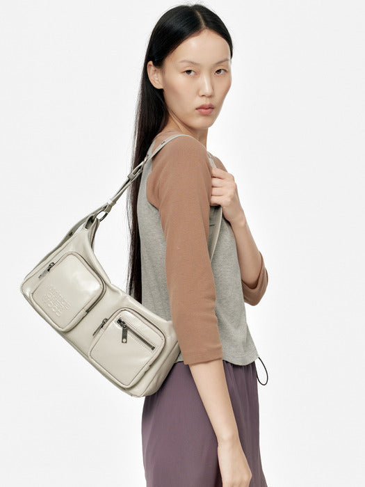 Margesherwood Outpocket Hobo light grey glossy plain