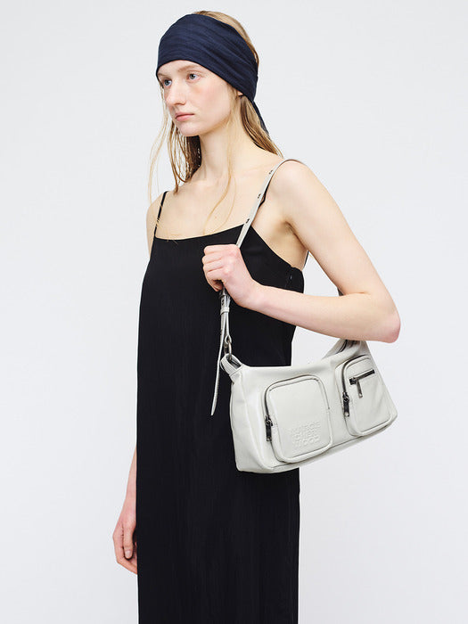 Margesherwood Outpocket Hobo light grey glossy plain