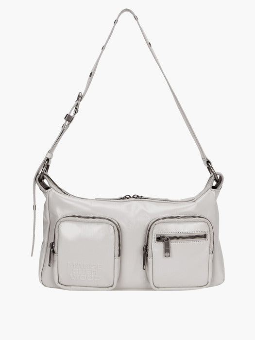 Margesherwood Outpocket Hobo light grey glossy plain