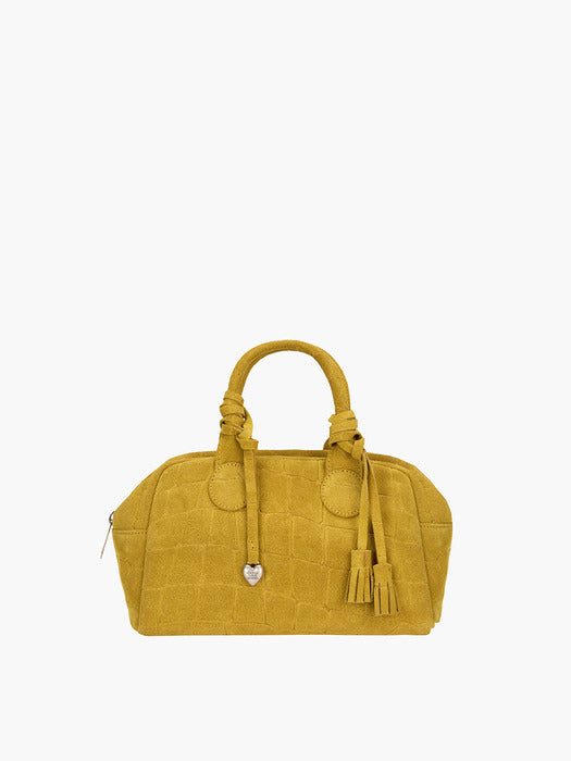 SOFT BOWLING_mustard croc-effect suede