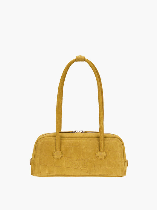 SOFT BOSTON EW_mustard croc-effect suede