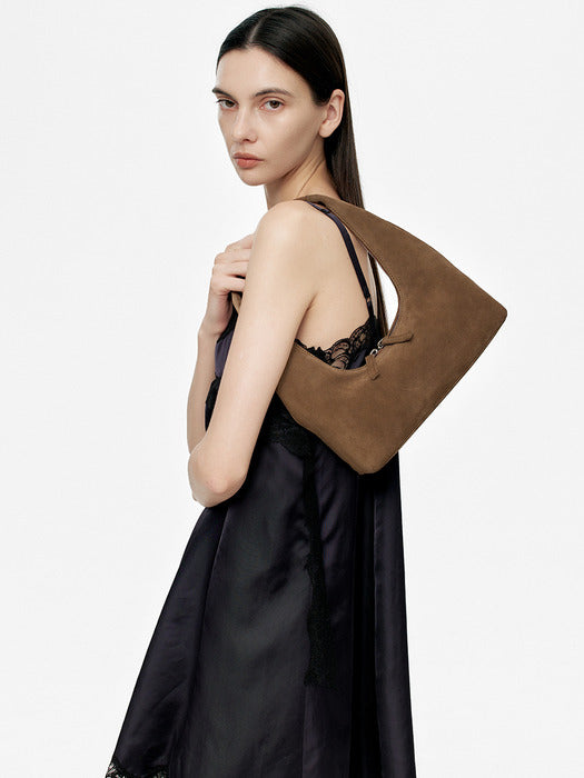 HOBO SHOULDER_cappuccino suede