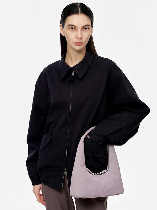 HOBO SHOULDER_lavender grey suede