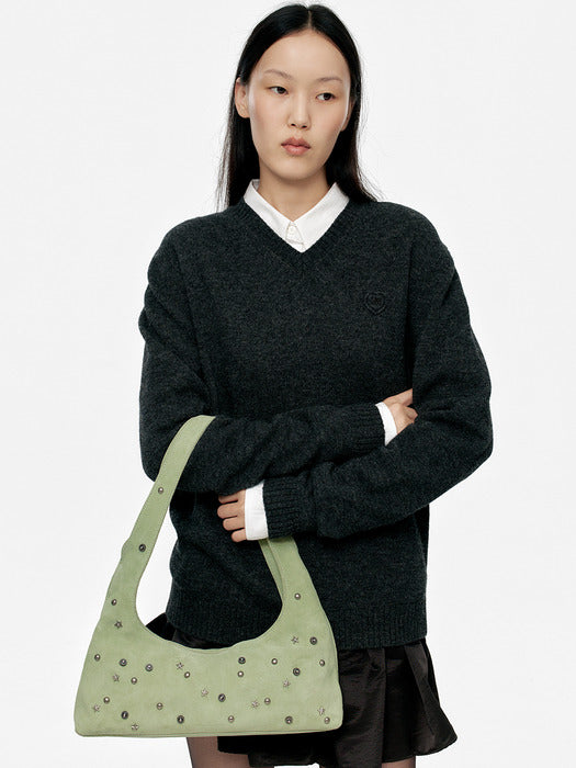 Margesherwood Halter Hobo melon studded suede