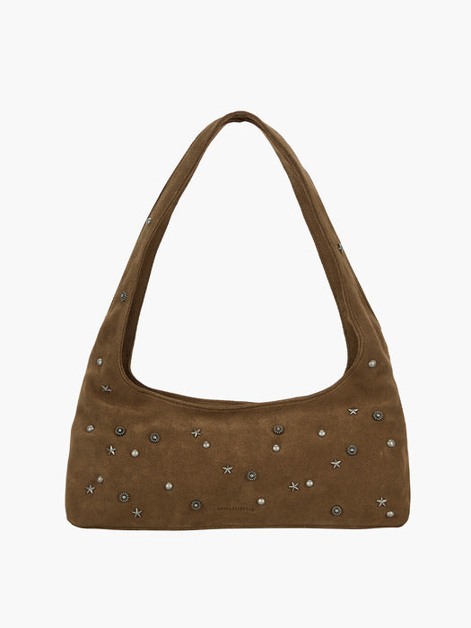 HALTER HOBO_cappuccino studded suede