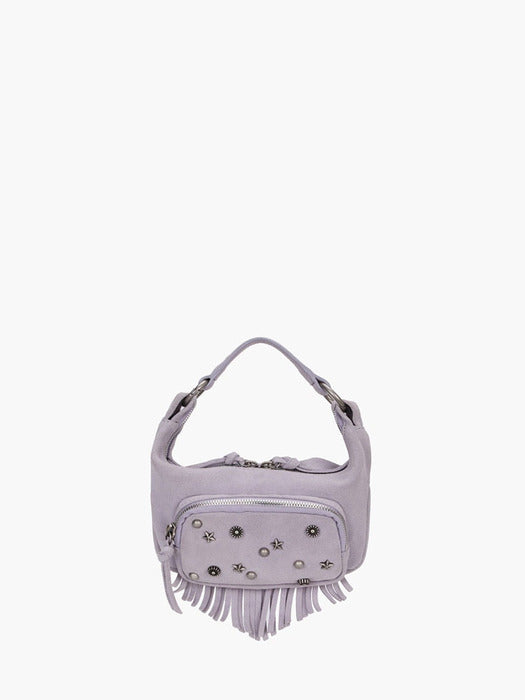 CITY HOBO MICRO_lavender grey studded suede