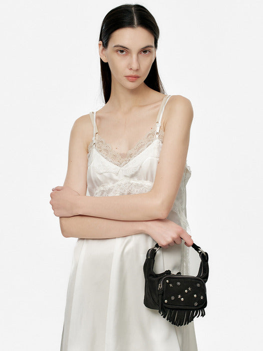 Margesherwood City Hobo Micro black studded nubuck