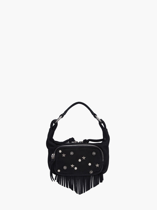 CITY HOBO MICRO_black studded nubuck