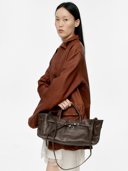 GRANDMA USED BAG_washed brown pull-up