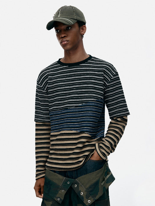 [andersson bell] STRIPE LAYERED SWEATSHIRTS atb1342m(MULTI)