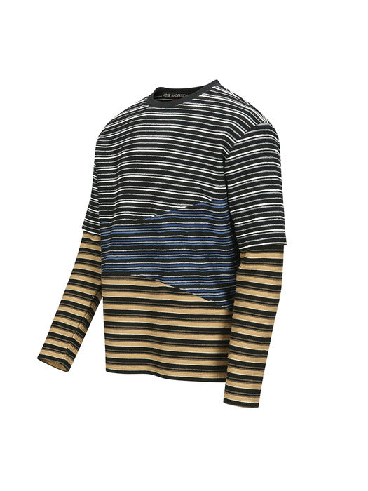 [andersson bell] STRIPE LAYERED SWEATSHIRTS atb1342m(MULTI)