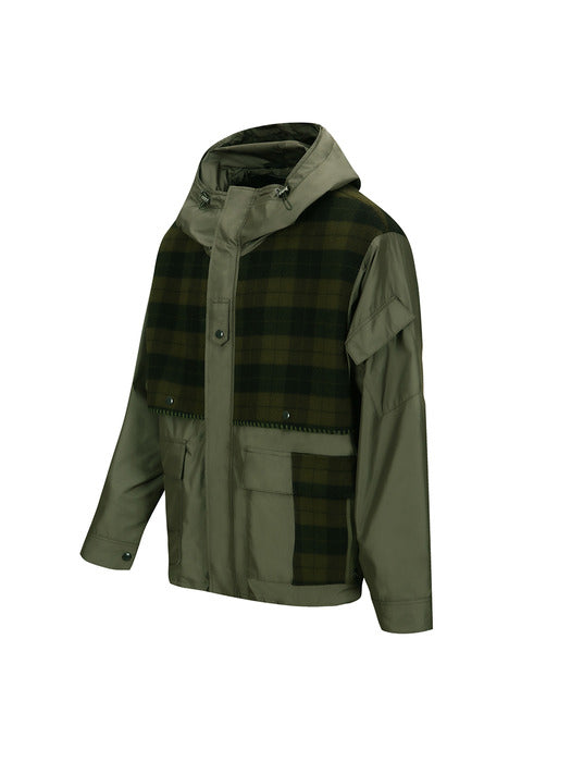 [andersson bell] UNISEX CHECK LAYERED JUMPER awa717u(KHAKI)