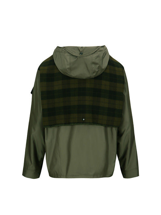 [andersson bell] UNISEX CHECK LAYERED JUMPER awa717u(KHAKI)