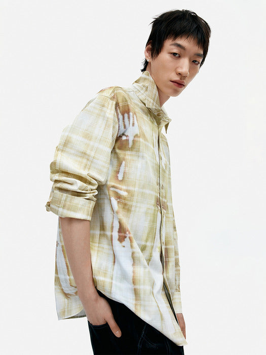 [andersson bell] TROMPE LOEIL PRINTED CHECK SHIRTS atb1340m(YELLOW)