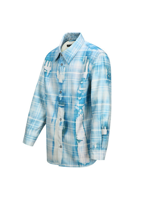 [andersson bell] TROMPE LOEIL PRINTED CHECK SHIRTS atb1340m(BLUE)