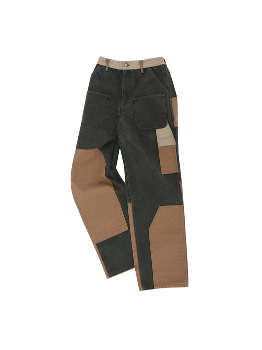 [andersson bell] PATCHWORK CARPENTER WIDE-LEG JEANS apa839m(BROWN)