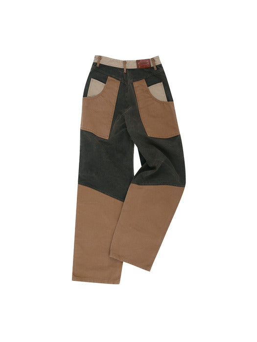 [andersson bell] PATCHWORK CARPENTER WIDE-LEG JEANS apa839m(BROWN)