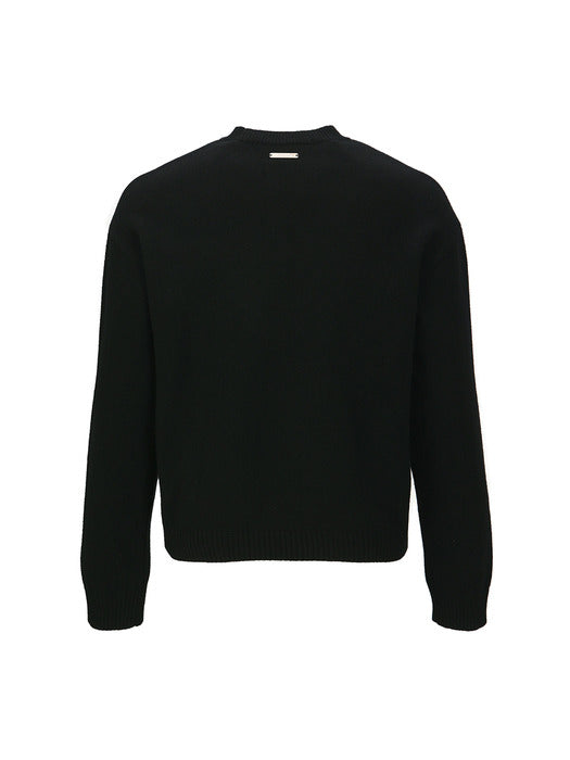 [andersson bell] UNISEX CASHMERE ROSE CREW-NECK SWEATER atb1372u(BLACK)