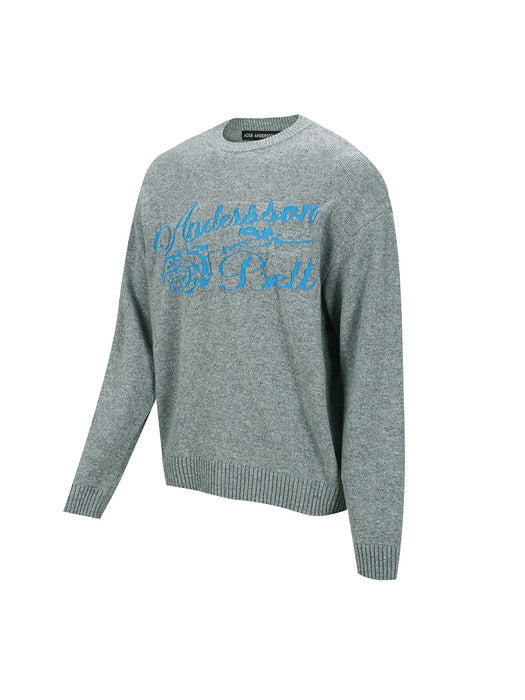[andersson bell] UNISEX CASHMERE ROSE CREW-NECK SWEATER atb1372u(GREY)