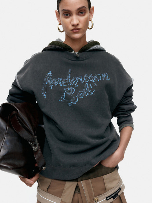 [andersson bell] UNISEX LIQUID LOGO SWEATSHIRT atb1378u(CHARCOAL)