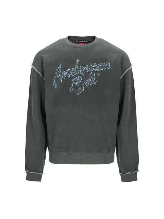 [andersson bell] UNISEX LIQUID LOGO SWEATSHIRT atb1378u(CHARCOAL)