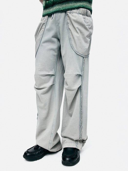 [andersson bell] UNISEX LAYERED WIDE-LEG SWEATPANTS apa852u(GREY)