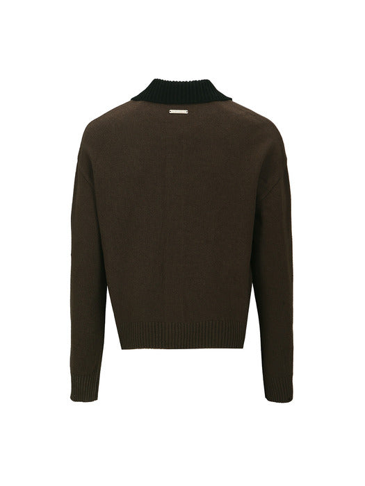 [andersson bell] UNISEX BIRD INTARSIA CARDIGAN atb1371u(BROWN)